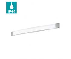 EGLO LED Wandlampe Siderno, 1 flammige Wandleuchte, LED Spiegelleuchte aus Stahl und Kunststoff, Badezimmer Lampe in Chrom, Satiniert, LED Feuchtraumleuchte, IP 44, L 90 cm