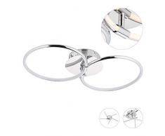 Relaxdays LED Deckenleuchte Ringe, warmweißes Licht, 3000 K, LED Lampe Decke & Wand, Metall, Deckenlampe, silber-weiß