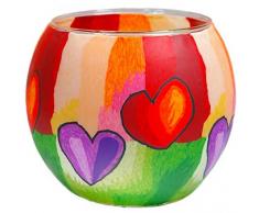 Himmlische Düfte Geschenkartikel GmbH Modern Hearts Windlicht, Glas, Bunt, 11 x 11 x 9 cm