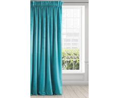 Eurofirany Vorhang Samt Velvet Schimmernd Gardine - Kräuselband Weich Schlafzimmer Wohnzimmer Lounge Edel, Stoff, Türkis, 140x270 cm
