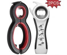 LUTER Flaschenöffner, 6 in 1 (rot) und 5 in 1 (weiß) öffner deckelöffner Dosenöffner Küchenwerkzeug, einfach zu bedienen für Kinder, Senioren oder arthritische Hände