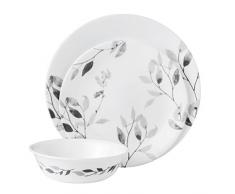 CORELLE Vitrelle Tafelservice, zersplitter- und bruchfest, Grau, 12-teilig