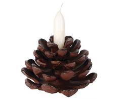 Esschert Design Kerzenleuchter, Kerzenständer Motiv Tannenzapfen, ca. 14 cm x 14 cm x 11 cm