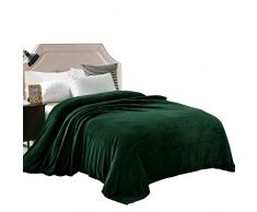 Exklusivo Mezcla Flanell-Samt-Überwurf-Decke und Bettdecke, verschiedene Größen und Farben Modern XL-Twin(90x66) waldgrün