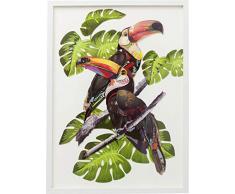 Kare Design Bild Frame Art Paradise Bird Couple 70x50cm rechteckiges Bild mit Bilderrahmen in Weiß, Wandbild mit Vogelmotiv, Mehrfarbig (H/B/T) 70x50x3cm