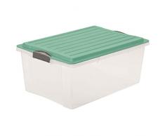 Rotho 1767705094 Compact Aufbewahrungsbox mit Deckel Kunststoff (PP) transparent/grün