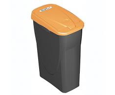 Mondex PLS8086â19 Roll Top Abfalleimer zur Mülltrennung mit Kunststoff-Deckel 36 x 21,5 x 51 cm, 25 L, Kunststoff, Orange, 25 l