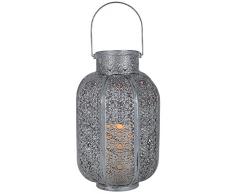 Star 062 â 66 Agadir Laterne mit LED Kerze Metall/Kunststoff silber 21 x 34 cm