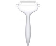 KYOCERA Keramikschäler CP-10 NGR weißer Sparschäler, Gemüseschäler, Obstschäler mit weißer Keramikklinge für sauberes, feines und entspanntes Schälen. Kunststoffgriff. Länge: 14,5 cm