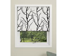 DEBEL, 100 x 175 cm, 100 Prozent Polyester Baum Verdunkelungsrollo mit Aluminium-Boden, Schwarz/Weiß