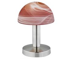 Trio-Leuchten 599000118 Tischleuchte in Nickel matt, Touch-Me-Funktion(4-fach schaltbar, 3 Helligkeitsstufen), Glas alabasterfarbig Farbverlauf rot/orange, exklusive 1xE14 max. 40W, Höhe 21 cm