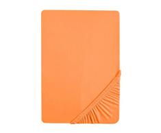 biberna 2744/562/087 Biber Spannbetttuch, Reaktiv gefärbt, nach Öko-Tex Standard 100, ca. 180 x 200 cm bis 200 x 200 cm, Farbe: Nektarine Orange