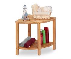 Relaxdays Bambus Eckregal, 2 Ablagen, natürliche Optik, offenes Küchenregal, Badregal, H x B x T: 44 x 40 x 40 cm, natur