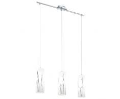 EGLO Hängeleuchte, Stahl, E27, Chrom/Weiß, 70.5 x 9 x 110 cm