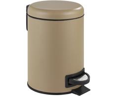 Wenko Kosmetik Treteimer Leman Sand-Mattiert Kosmetikeimer mit Tretmechanismus Fassungsvermögen 3 L Stahl beige 22.5 x 17 x 25 cm
