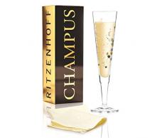 RITZENHOFF Champus Champagnerglas von Concetta Lorenzo, aus Kristallglas, 200 ml, mit edlen Gold- und Platinanteilen, inkl. Stoffserviette