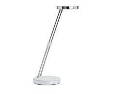 MAULpuck, LED-Tischlampe, Weiß, Helle Schreibtischleuchte, 1300 Lux, Tageslichtweiß, Metall-Teleskoparm, Höhe ca. 33 cm