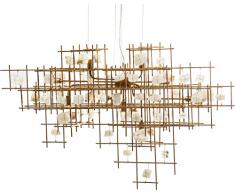 Kare Design Hängeleuchte Stone Mobile, moderne Hängelampe in ausgefallenem und einzigartigen Design für das Wohnzimmer, Esszimmerleuchte, Pendelleuchte, gold (H/B/T) 60x100x27cm [Energieklasse A]