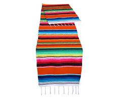 Mexikanischen Tischläufer Saltillo SARAPE bunt gestreift SARAPE 210,8 x 35,6 cm, acryl, Orange, 83 x 14