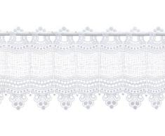 Plauener Spitze by Modespitze, Store Bistro Gardine Scheibengardine mit Stangendurchzug, hochwertige Stickerei, Höhe 28 cm, Breite 112 cm, Weiß