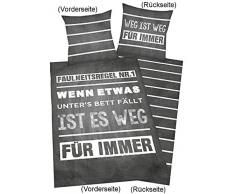 Herding Young Collection Bettwäsche-Set, Wendemotiv mit Spruch, Bettbezug 135 x 200 cm, Kopfkissenbezug 80 x 80 cm, Baumwolle/Renforcé
