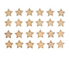 Rayher 46454616 Adventszahlen 1-24, 4,5 cm Ø, Holz-Sterne gold, für selbstgebastelte Adventskalender