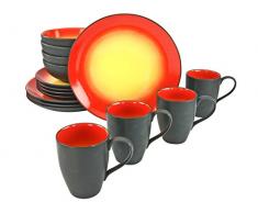 Creatable, 20200, Serie HOT RED, Geschirrset 16 teilig Kombiservice, Stein, Mehrfarbig, 35 x 34 x 35 cm, Einheiten