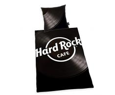 Herding HARD ROCK Bettwäsche-Set, Wendemotiv, Original Hard Rock Café Lizenz, Bettbezug 135 X 200 cm, Kopfkissenbezug 80 x 80 cm, Baumwolle/Renforcé, Schwarz