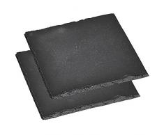 Kesper Untersetzer, Schieferunterleger, 2er Pack, aus Schiefer, geÃ¶lt, MaÃe: 130 x 130 mm, schwarz