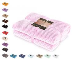 DecoKing 66188 Kuscheldecke 150x200 cm rosa Decke Microfaser Wohndecke Tagesdecke Fleece weich sanft kuschelig skandinavischer Stil pink Puder Henry