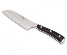 Wüsthof Santoku, Ikon (4972), 14 cm Klinge mit Kullenschliff, Doppelkropf, Edelstahl, Grenadill-Holzgriff, asiatisches Küchenmesser