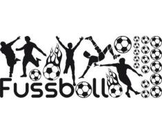 Graz Design 770103_57_070 Wandtattoo Aufkleber Tattoo Set für Kinderzimmer FuÃball Bälle Sport Jungs (GröÃe=150x57cm//Farbe=070 schwarz)