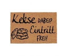 Relaxdays, Natur/schwarz Kokosmatte Kekse Dabei Eintritt Frei, Fußmatte aus Kokosfasern, rutschfeste Türmatte, 40x60cm, Standard