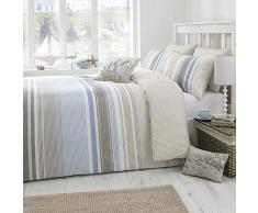 Dreams n Drapes Single Falmouth Stripe Steppdecke, wendbar, blau, blau, King Size