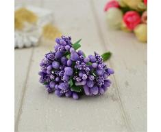 WPPOWER Stamen Zuckerblume, handgefertigt, künstliche Blumenkranz, Handarbeit, Geschenk-Box für Hochzeit, Dekoration, Geburtstag, Feier, Festival, etc. (12 Stück/Pack) violett