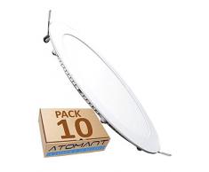 LED Atomant Panel Einbauleuchte rund flach, 18 W, Kaltweiß 6500 K, 1600 Lm, Driver inbegriffen, Normschnitt 200 mm, 10er-Pack