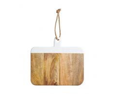 Kitchen Craft Rustikales Master Class Servier-Brett lackiertem Randansatz, Holz, Braun/weiß, 39 x 40.5 x 11.6 cm