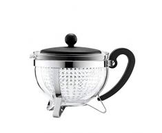 Bodum CHAMBORD Teekanne (Farbiger Plastikdeckel, Filter, Hitzebeständig, 1,0 liters) schwarz