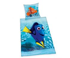 Herding DISNEY FINDET DORIE Bettwäsche-Set, Wendemotiv, Bettbezug 135 x 200 cm, Kopfkissenbezug 80 x 80 cm, Baumwolle/Renforcé