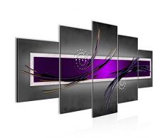 Bilder Abstrakt Wandbild Vlies - Leinwand Bild XXL Format Wandbilder Wohnzimmer Wohnung Deko Kunstdrucke Violett Grau 5 Teilig - MADE IN GERMANY - Fertig zum Aufhängen 102553c