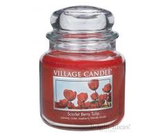 Village Candle Seidelbeere und Tulpe Duftkerze im Glas, 454 g, rot, 9.7 x 9.5 cm