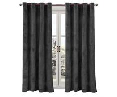 Comforhome Massiv Weicher Samt Fenster Vorhang Tüllen Drapes 52*63 Gray-1