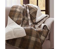 Woolrich Lumberjack Luxury Softspun D/A Filled Throw Brown 50x70 Plaid Premium Soft Cozy Cozy Spun for Bed, Couch or Sofa