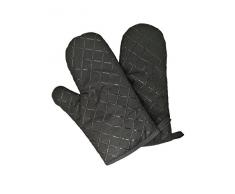 Camilife 2 Stücke Verdickte Hitzebeständige Ofenhandschuhe Topflappen Mikrowellenofen Handschuhe Backhandschuhe Silikon rutschfest-schwarz, Stoff, Breite 18cm Länge 28cm