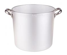 Pentole Agnelli Topf aus Aluminium, 5 mm dick, mit 2 Griffen aus Edelstahl, Silber 36 cm Silber/schwarz