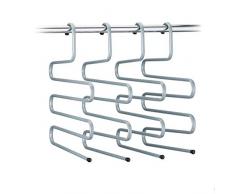 Relaxdays, grau Mehrfach Hosenbügel, 4er Pack, stabil, Raumsparbügel für Gürtel, Schals, Hosen, rostbeständig, 35 cm, Pulverbeschichtetes Eisen, Kunststoff
