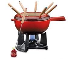 Spring Gusseisen Fondue-Set SAAS-FEE rot, Ø 20 cm mit 8 Fonduegabeln