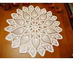 Damanni Tischdeckchen aus Baumwolle, handgefertigt, mit Spitze, rund, 50,8 cm, Beige/Weiß Garten 20 Inch beige