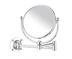 WENKO 3656230100 Kosmetikspiegel Deluxe - Wandspiegel, schwenkbar, Spiegelfläche ø 11.5cm, 300% Vergrößerung, Stahl, 15 x 20 x 23.5 cm, Chrom