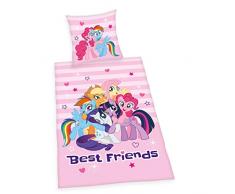 Bettwäsche My little Pony Best Friends, Kopfkissenbezug 80x80cm, Bettbezug 135x200cm, Renforce, mit Marken-RV